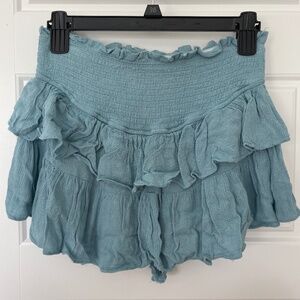 Vestique smocked waist tiered ruffle skort